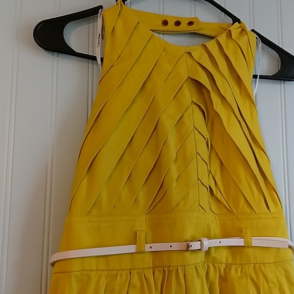 Calvin Klein yellow halter dress size 4 - Picture 2 of 4